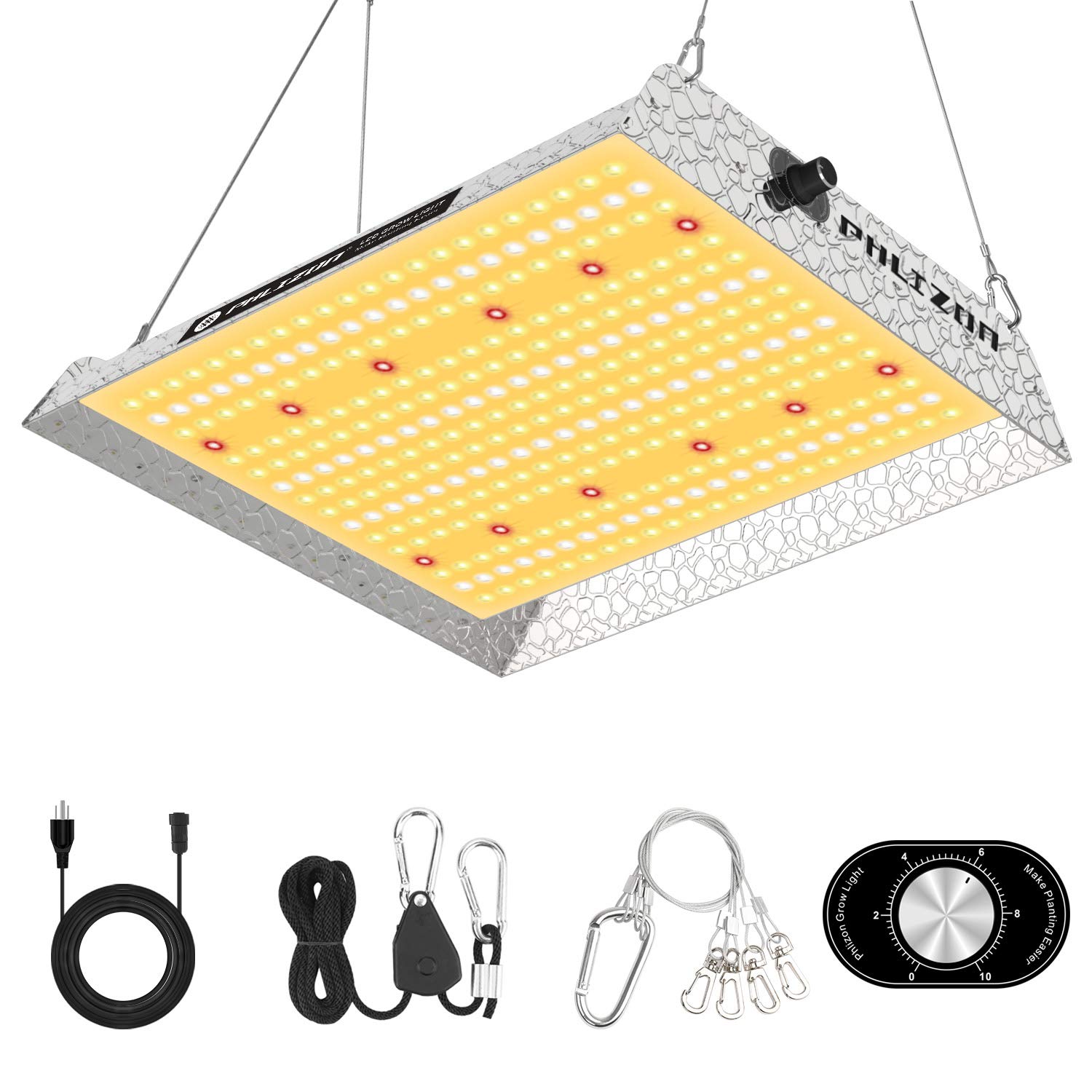 Phlizon Upgrading 1000W Dimmable Plant LED Grow Light Full Spectrum Grow Lamp for Indoor Plants Waterproof Zero Noise Growing Light for Hydroponic Veg and Bloom 2.5x2.5ft Coverage