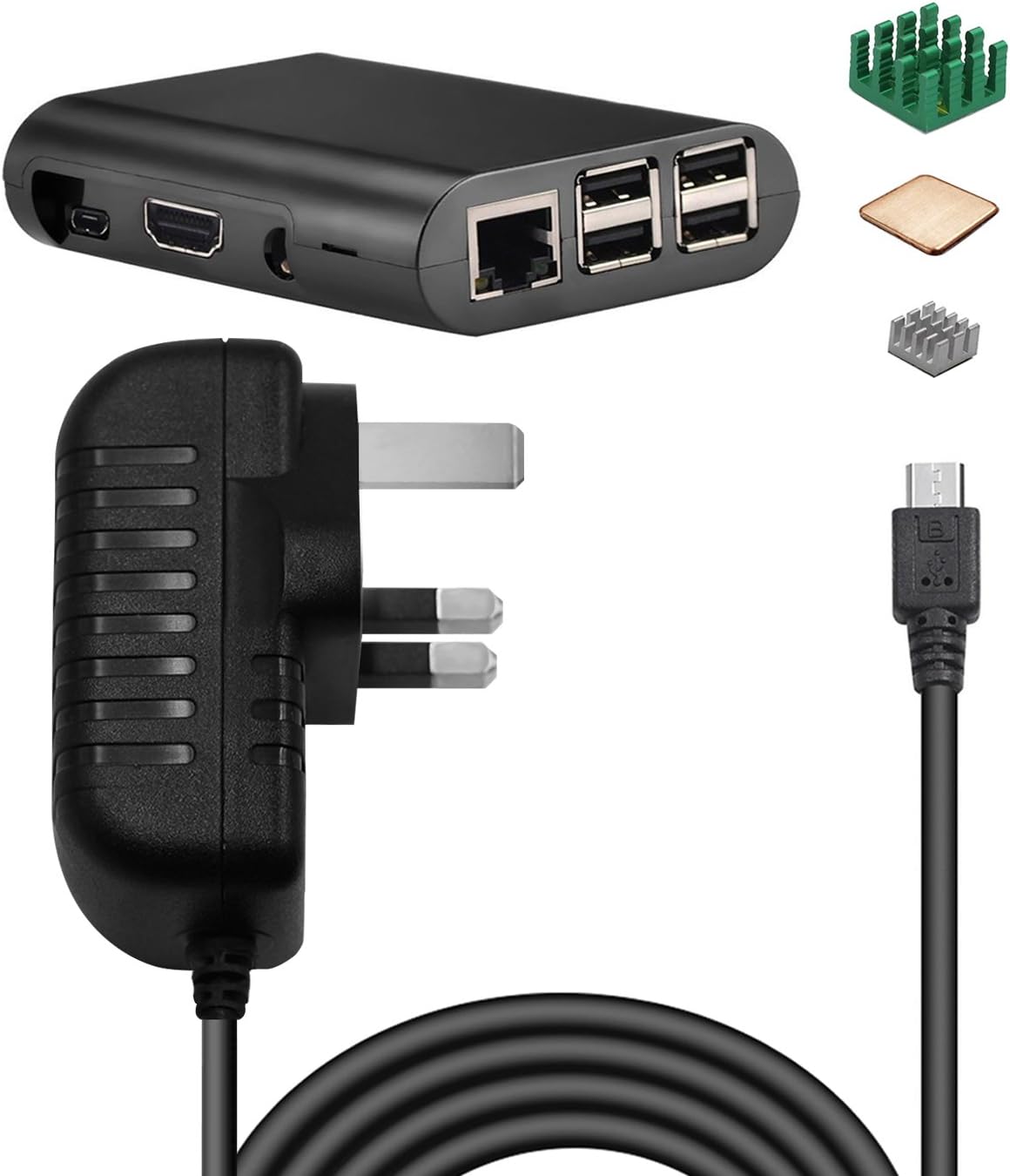 iTrunk Accessories Starter Kit Compatible for Raspberry Pi 3 Model B+ B 2 Model B 3 in 1 Heat Sink Protective Case 2018 Version for Raspberry Pi 2 3 Model B B+