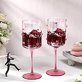 Singhoow 2 Pack Bow Wine Glasses Pink Coupe Bow Red Wine Glasses 16 oz Delicate and Elegant Decorative Coquettish Container for Weddings Birthdays High-end Crystals