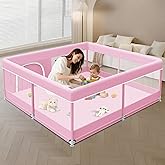 XVISHX Baby Playpen 50 x 50 Inch Play Pen Playards, Playpen for Babies and Toddlers, Baby Playard for Indoor &amp; Outdoor Active Center Game Fence, with Skin-Friendly Fabric and Soft Breathable Mesh Pink