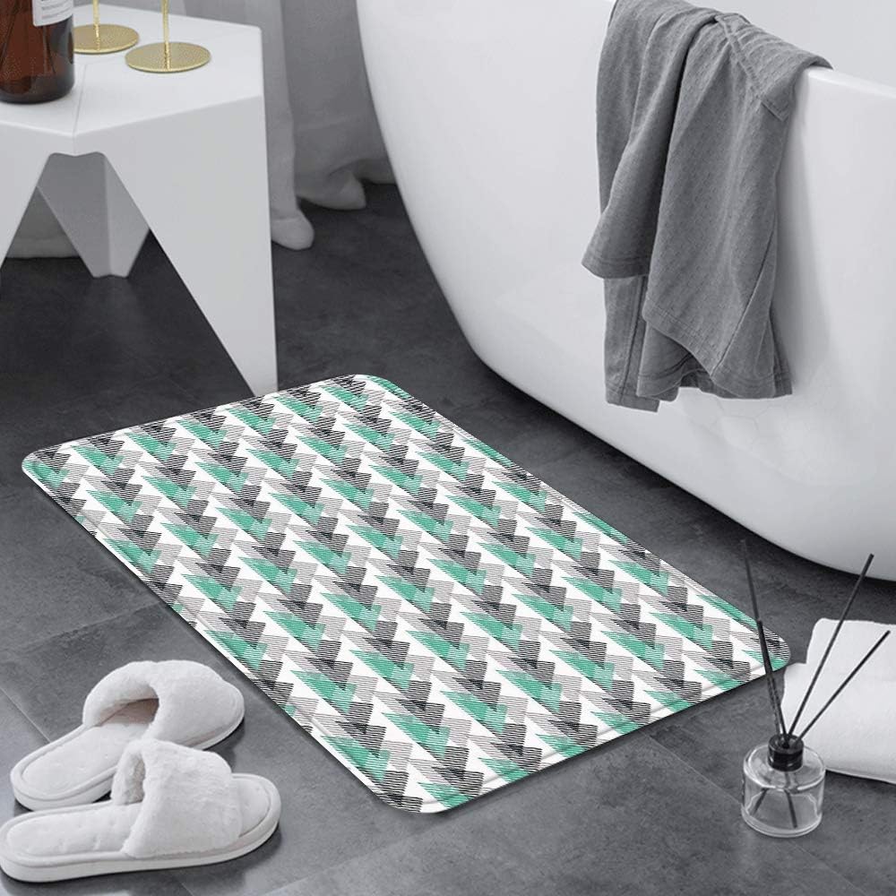 Bath Mat, Extra Long Shower Mat 60x100 cm,Geometric,90s Fashion Design