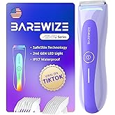 BAREWIZE Bikini Trimmer for Women, Electric Shaver for Women | LED Light, IPX7 Waterproof, USB-C Rechargeable, Ceramic Blade | Electric Razors for Women, Pubic Hair Trimmer Women (Violet Haze)