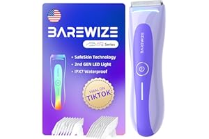 BAREWIZE Bikini Trimmer for Women, Electric Shaver for Women | LED Light, IPX7 Waterproof, USB-C Rechargeable, Ceramic Blade | Electric Razors for Women, Pubic Hair Trimmer Women (Violet Haze)