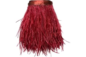 Happy feather 2 Yards 5-6inch Red Ostrich Feathers Trim Fringe for DIY Dress Sewing Crafts Costumes Decoration-Wine red