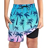 MaciRept Boys Swim Trunks Bathing Suit Swim Shorts for Boys Swimming Trunks with Boxer Brief Liner Swimsuit Board Shorts