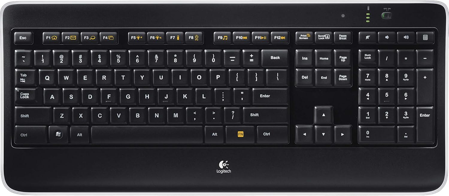 Logitech K800 Wireless Illuminated Keyboard — Backlit Keyboard, Fast-Charging, Dropout-Free 2.4GHz Connection: Electronics