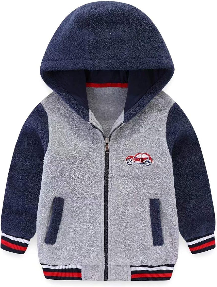 Boys Fleece hooded Jacket, Spring Fall Winter Car Seat