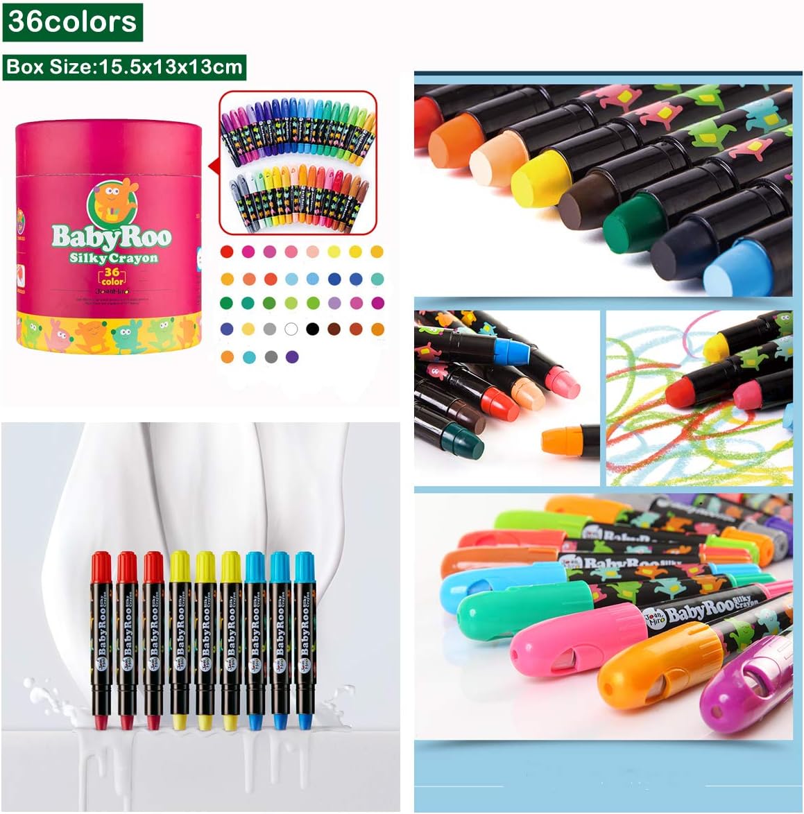 Kids Crayon Washable,Jumbo,Twistable Crayon for Toddler,Non Toxic,Gel Window Crayons for Children,Coloring Crayon for Toddler(36 colors): Office Products