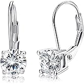MILACOLATO Solid 925 Sterling Silver Leverback Earrings 18K White Gold Plated Hypoallergenic Dangle Drop Square Heart Round Cubic Zirconia Earrings for Women