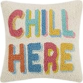 Peking Handicraft 30JES1742C14SQ Chill Here Hook Pillow, 14-inch Square, Wool and Cotton