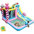 KxbyToy Inflatable Bounce House with Long Water Slide, Climbing, Splash Pool for Party Backyard, Bouncy House for Kids Birthday Gift Included 680w Blower