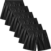 JupiterSecret Mens Satin Boxers Silk Feeling Sleep Shorts 6 Pack Underwear | Silky Pajama Bottoms, Button Fly, Elastic Waistband, Breathable, Lightweight, Loose Fit, Stretch, Quick Dry, Cool, Smooth