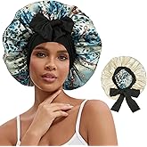 NAHOSY Satin Silk Bonnet for Sleeping Women, Reversible Double Layer Soft Satin Hair Bonnet Night Sleep Cap