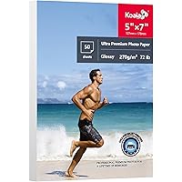 Koala Ultra Premium Photo Paper High Glossy 5x7 Inch Heavyweight 72lb for Inkjet Printer 50 Sheets