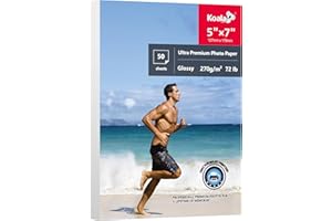 KOALA PAPER Koala Ultra Premium Photo Paper 5x7 In Glossy Photo Printer Paper for Inkjet Printer Water Resistant 50 Sheets 72lb