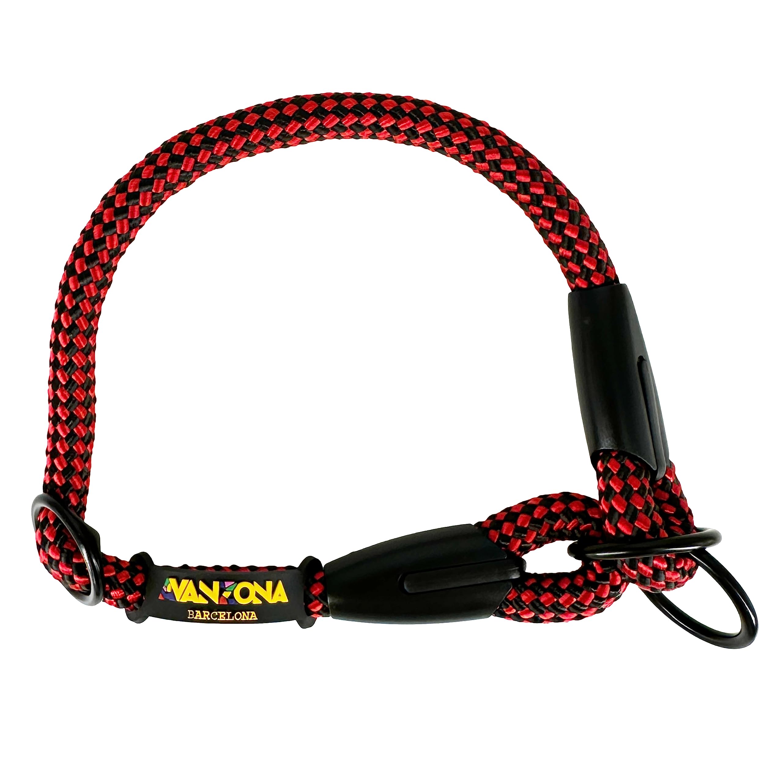 Training Collar for Dogs – Anti-Pull, Adjustable, Made Polyester Rope, Suitable for Small, Medium and Large Dogs, Made in Spain. Red&Black. XXL(≤80CM).