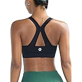 RUNNING GIRL Sports Bras for Women High Support, V Neck Molded Cup High Impact Sports Bra with Sewn in Pads