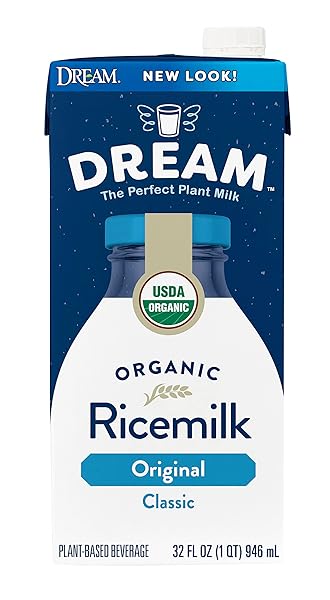RICE DREAM ORGANIC RICE MILK DRINK, ORIGINAL PLAIN, VEGAN DAIRY ALTERNATIVE, LACTOSE FREE, SHELF STABLE, 32OZ (PACK OF 12)