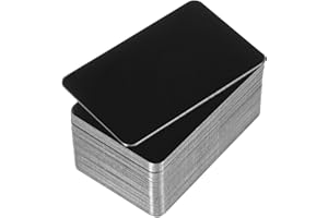 PATIKIL 0.5mm Stainless Steel Metal Business Cards, 50 Pack Mirror Blank Name Card Laser Engraving for DIY Gift Cards, Black