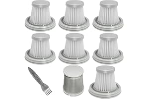 ODASHEN Vacuum Filter Replacement for Fanttik Slim V8 Mate, V8 Apex, Slim V10 Mate Vacuum Cleaner, 1Stainless Steel Pre-filter, 7 Washable Hepa Filters, 1 Cleaning Brush