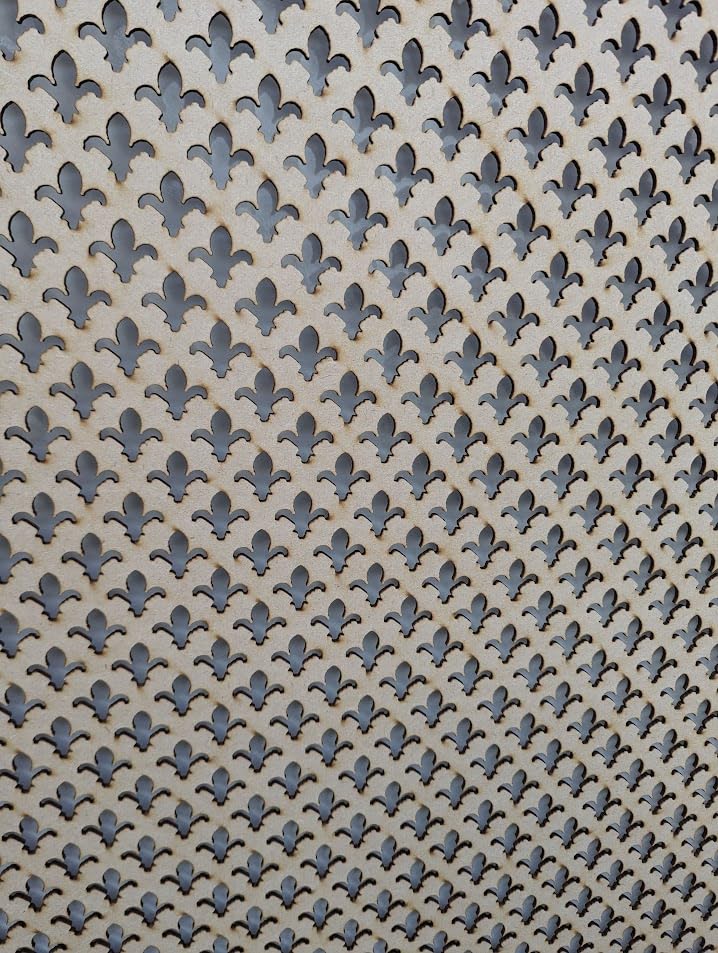 Radiator Cabinet Wall Decorative Screening-Grille- Perforated Fleur de lis 3mm Thick MDF Panel (Size 620mm x600mm) FDL Pattern