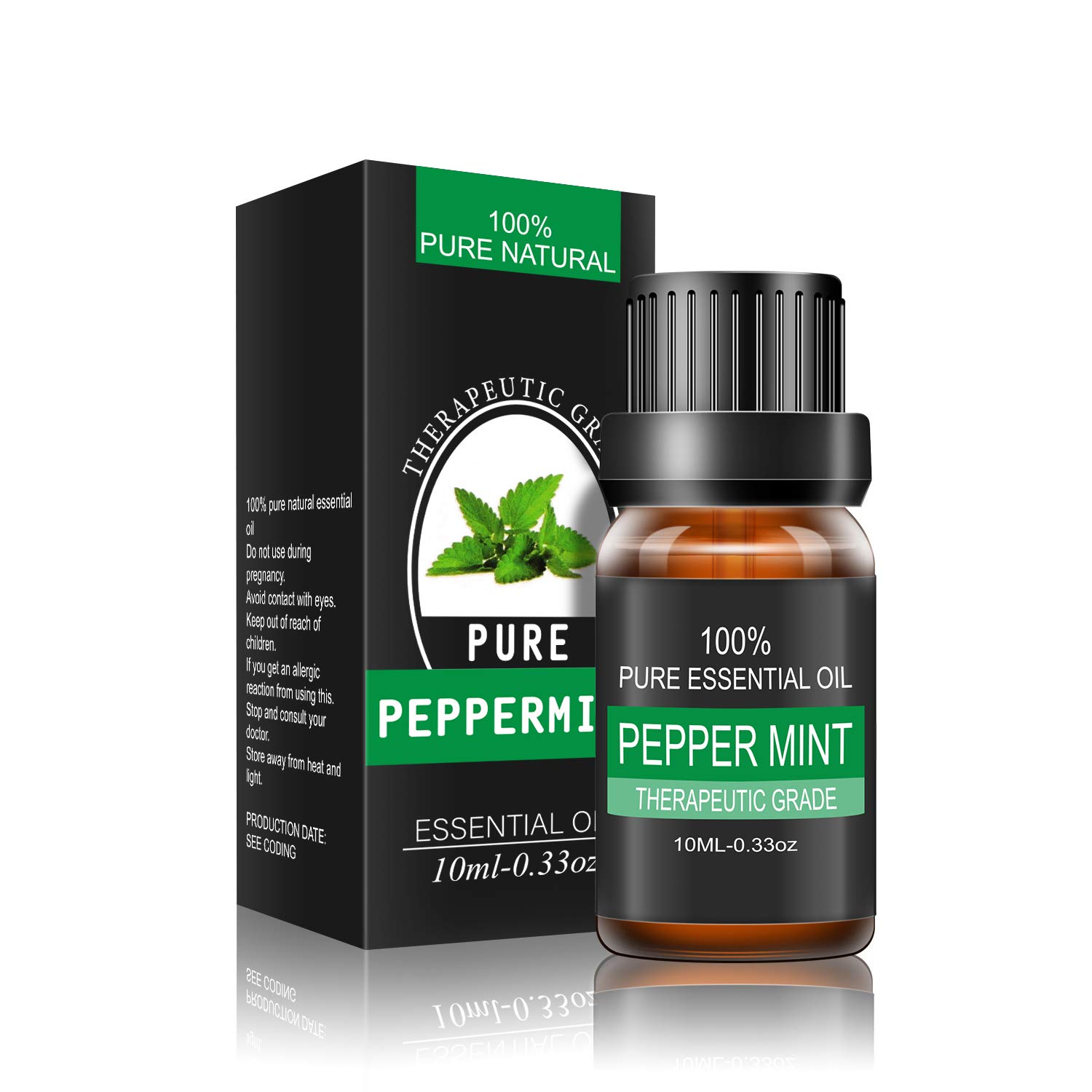 LATITOP Peppermint Essential Oil, 100% Pure & Natural Aromatherapy Essential Oils for Diffuser, Humidifier, Massage, Aromatherapy (10ml)
