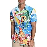 Aiyino Hawaiian Shirt for Men, Tropical Holiday Short Sleeve Casual Button Down Beach Shirts