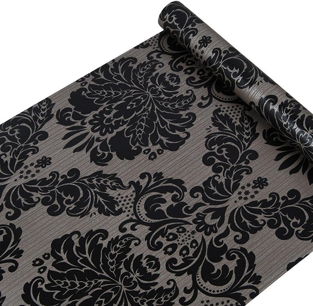 Black Damask Contact Paper Self Adhesive, Peel and Stick