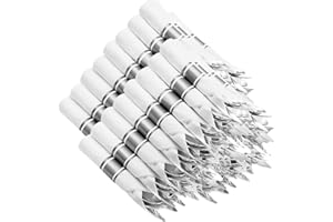 Joyido 400PCS Pre Rolled Silver Plastic Silverware Sets - Heavy Duty Fancy Silver Cutlery - Include 100 Pack Wrapped Disposable Utensils with Napkins for Parties, Dinners & Weddings