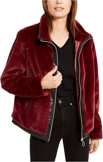 burgundy fur jacket