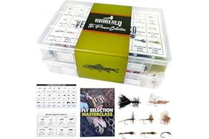 Ventures Fly Co. | 122 Premium Hand Tied Fly Fishing Flies Assortment | Two Fly Boxes Included | Dry, Wet, Nymphs, Streamers, Wooly Buggers, Terrestrials | Trout, Bass Lure Set, Kit, Gift