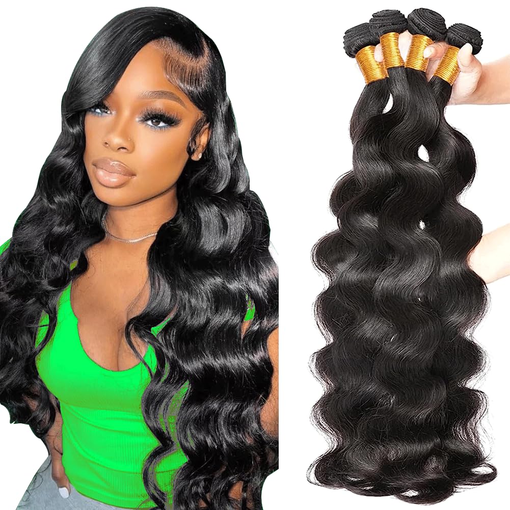Vallbest Body Wave Bundles Human Hair Bundles 10A Grade 100% Unprocessed Brazilian Virgin Hair Bundles Body Weave Wavy Bundles Human Hair (24 26 28 30) — image 1