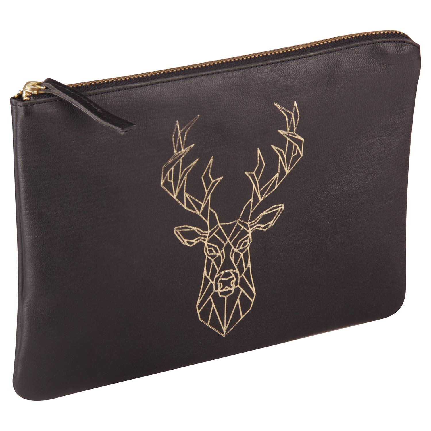 Clairefontaine 410185C - One Large Genuine Leather Universal Pouch - Dimensions: 27 x 19 cm - deer design - Genuine Lambskin Leather - Multi Purpose Functional