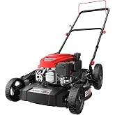 AMERISUN 21" Gas Lawn Mower, 144cc 4-Stroke, 2-in-1 Push Mower | 2IN1 Mulching &amp; Side Discharge,6 Height Adjustment, Foldable Handles Design for Backyard Lawn Care