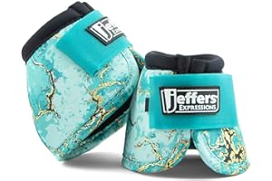 Jeffers Equine No Turn Bell Boots for Horses - Bisbee Blue, Medium | Shock Absorbing Hoof Protection | Secure Double Hook & Loop Closure, Perfect for Travel, Turnout, Training, & Riding - 1 Pair