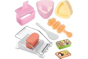 Zuaklpton 6 Pcs/Set Spam Musubi Maker Mold Press (Non Stick) with Luncheon Meat Slicer Kit Sushi Shake Rice Ball Mold Onigiri Mold Sushi Making Tool Egg Slicer Hot Dog Cutter for Kitchen