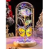 Gifts for Women Mom Birthday Gifts, Galaxy Glass Rose Forever Preserved Flowers for Delivery Prime Light Up Rose in Glass Dome with Butterfly Valentines day Rose Gifts for Her Wife Daughter Girlfriend