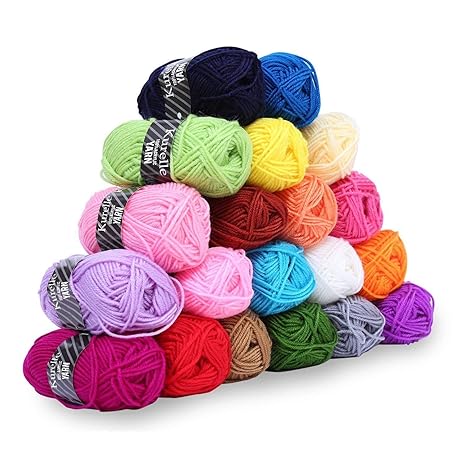 Kurelle Stickgarn Buntes Strick Garnknäuel Packung, Acryl Garn für Stricken, verschiedene Farben Wolle Set Baumwolle Perfekt 