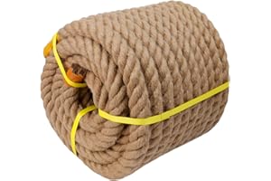 YUZENET Twisted Manila Rope Jute Rope (1 Inch x 100 Feet) Natural Thick Hemp Rope for Crafts, Nautical, Railings, Hammock, Decorating