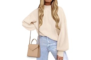 Gentlewarm Women's 2023 Fall Fashion Mock Neck Long Lantern Sleeve Oversized Sweaters Loose Knit Pullover Sweater Tops