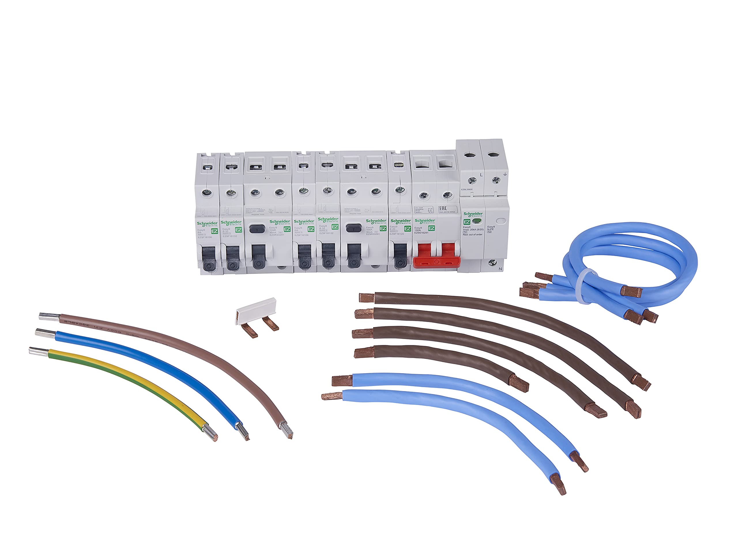 Schneider EZ9 MCB CCU Kit 4 mcbs, 2 RCDs 100amp