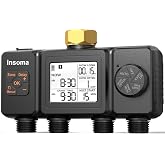 Insoma Water Timer, 4 Independent Zones Hose Timer for Garden Faucet | Sprinkler Timers with Auto/Manual/Rain Delay Mode, IPX5 Waterproof, Sprinkler Irrigation Controller for Yard Lawn