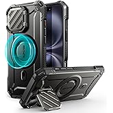SUPCASE for iPhone 16 Case 6.1'' 2024 with Camera Cover Stand (UBMag XT), [Compatible with MagSafe] [Built-in Kickstand] [Military-Grade Protection] Heavy Duty Rugged Magnetic Phone Case, Black