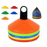 ANRANK 50 Pcs Disc Cones, Agility Soccer Cones with Carry Bag and Holder, Soccer Cones for Sports Training, Football, Soccer, Basketball, Coaching, Practice Equipment, 5 Color