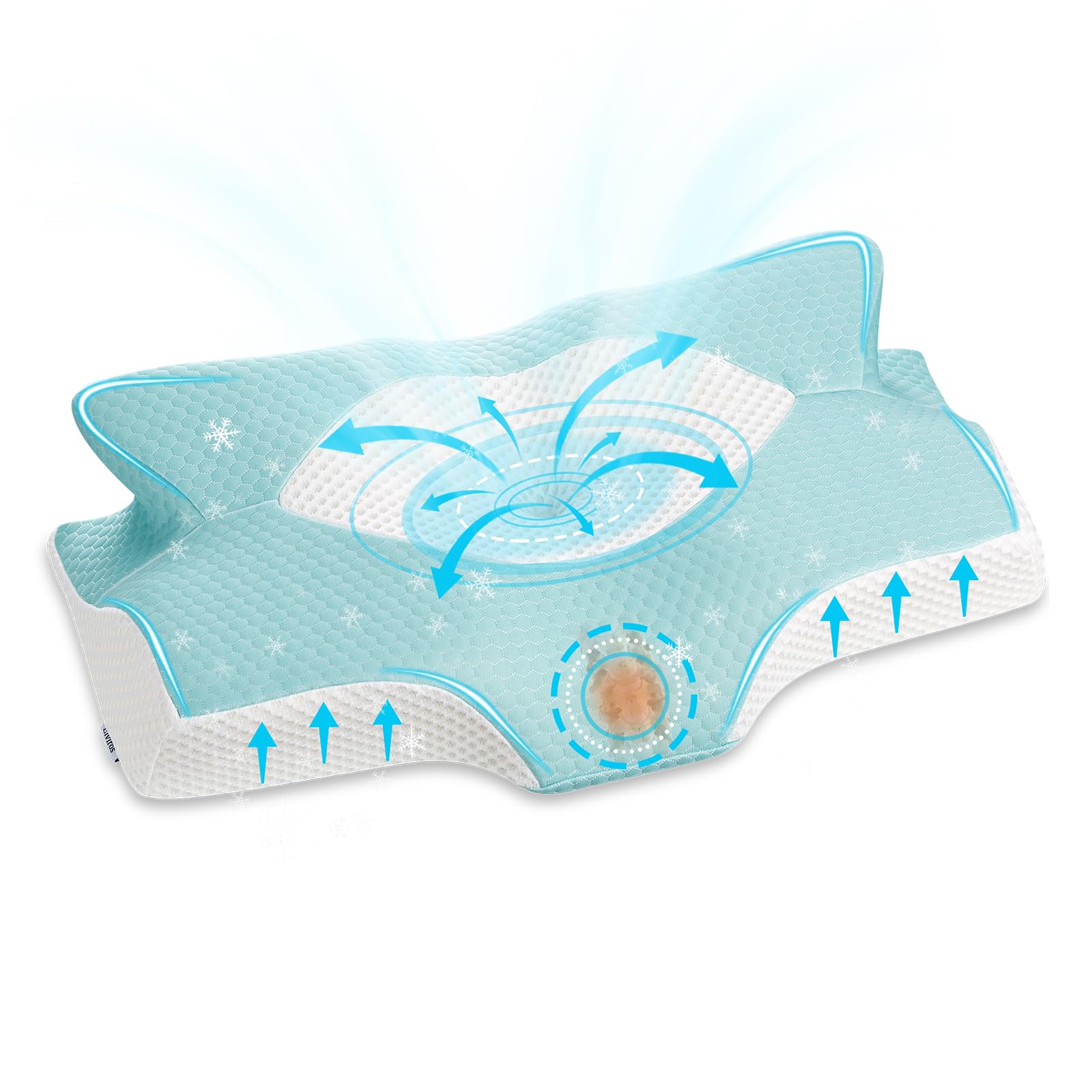 Photo 1 of Elviros Cervical Memory Foam Pillows for Neck and Shoulder Pain, Ergonomic Orthopedic Sleeping Support Pillow for Side Sleepers, Back and Stomach Sleepers (Small)