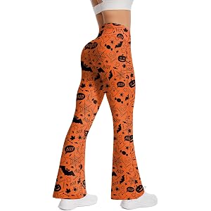 Women's Halloween Flare Leggings Ghost Pumpkin Bat Print Yoga Pants