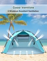 Glymnis Large Pop Up Beach Tent 4-6 Person Instant UV Sun Shelter view 4