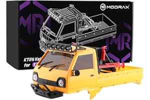 ModRax KT24 1/24 Kei Truck Hard Body Shell Kit with Roll Cage & LED Lights - Compatible with Axial SCX24, C10, Bronco, Wrangl