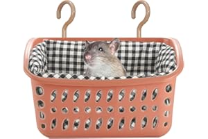 JWShang Rat Hammock for Cage Chew Proof, Rat Warm Bed, Small Animal Hanging Hammock, Rat Cage Accessories for Small Animals Rat, Mouse, Guinea Pig, Chinchilla, Sugar Glider (Small, Pink)
