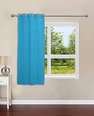 Buy Raksha Plain Blue Color Cotton Ring Window Curtain Pack Of 1